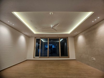 우물조명 거실 면적에 따른 LED 라인 길이 차이 예시